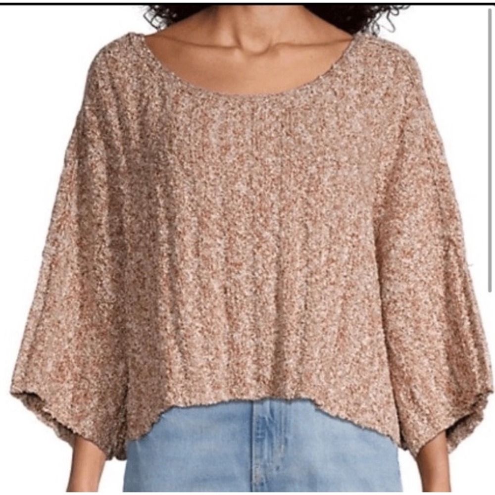 Free People Sweater Womens X Small Purple Oversized Crop Good Day Scoop Neck
